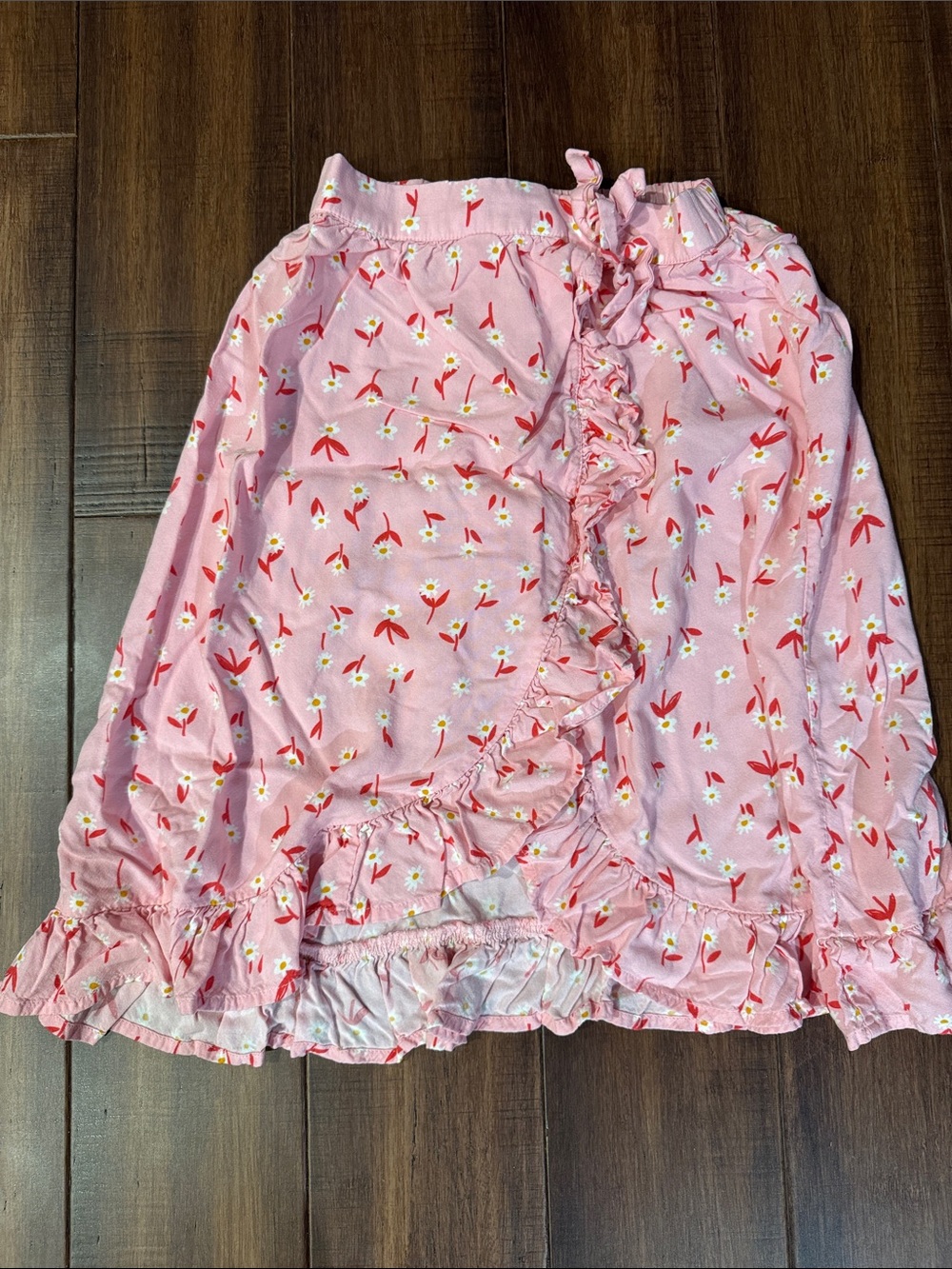 Hanna Andersson Pink Floral Ruffle Wrap Skirt